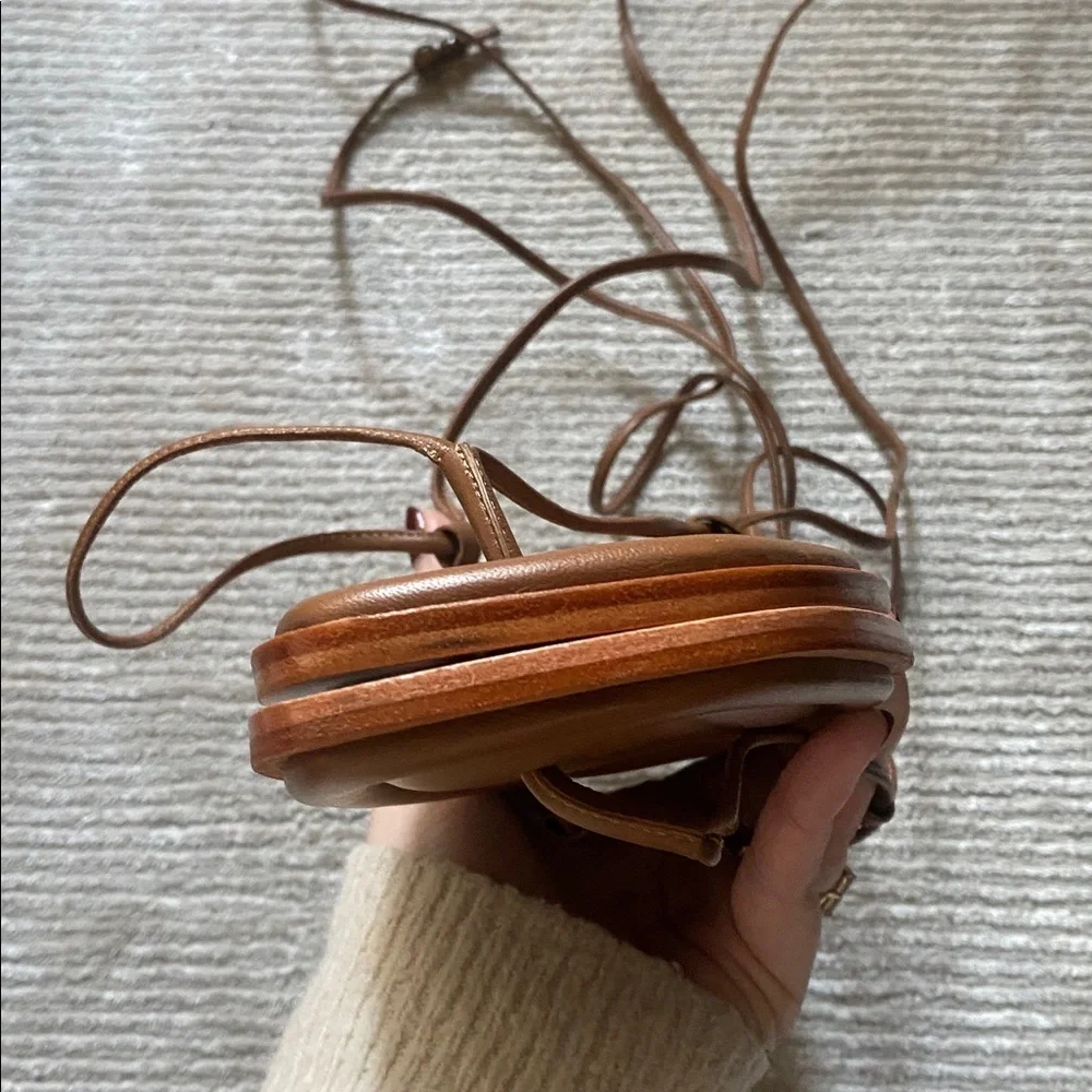 A.Emery Finch Sandal Flip Flop Wrap Deep Tan Leather Size 41/11 NWT - Picture 11 of 12